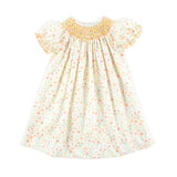 Cluster Pumpkin Floral Orange Smocked Bishop Dress