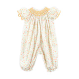 Cluster Pumpkin Floral Orange Smocked Long Bubble