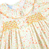 Cluster Pumpkin Floral Orange Smocked Beth Dress