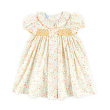 Cluster Pumpkin Floral Orange Smocked Beth Dress