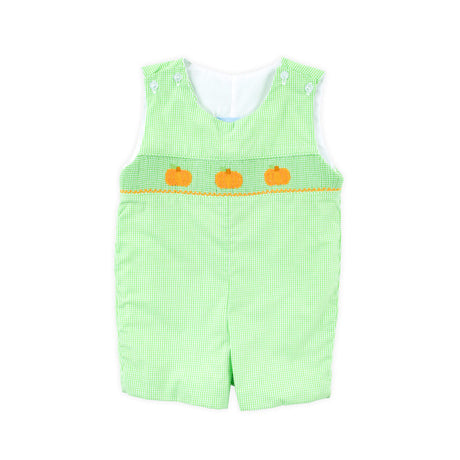Cluster Pumpkin Smocked Lime Green Gingham Jon Jon