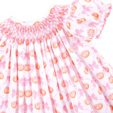 Pumpkin & Bow Trellis Smocked Pink Bishop Dress