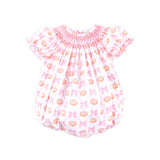 Pumpkin & Bow Trellis Smocked Pink Bishop Bubble