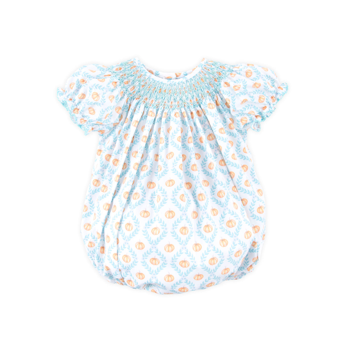 Pumpkin Trellis Smocked Blue Bishop Bubble