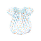 Pumpkin Trellis Smocked Blue Bishop Bubble