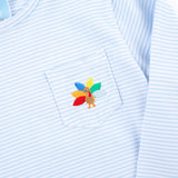 Turkey Light Blue Stripe Pocket Long Sleeve Shirt