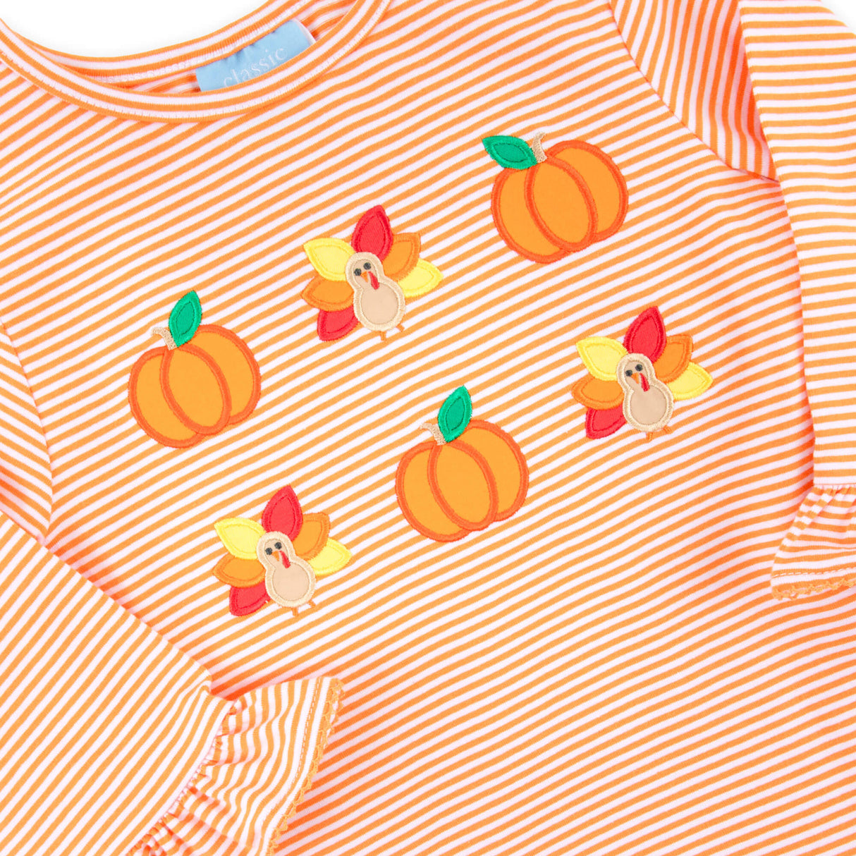 Sweet Turkey Embroidered Orange Stripe Milly Legging Set