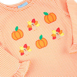 Sweet Turkey Embroidered Orange Stripe Milly Legging Set