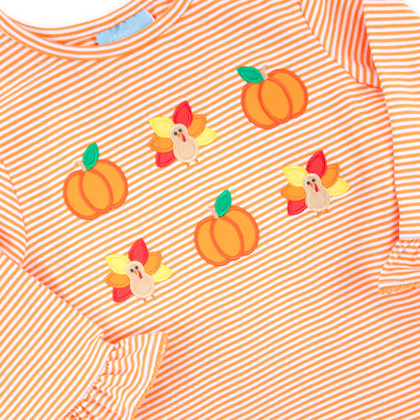 Sweet Turkey Embroidered Orange Stripe Milly Legging Set