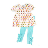 Autumn Turkey Green Stripe Amy Legging Set