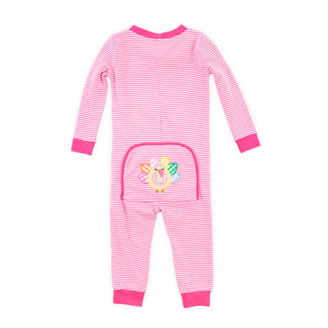 Cute Turkey Pink Stripe Zip Sleeper