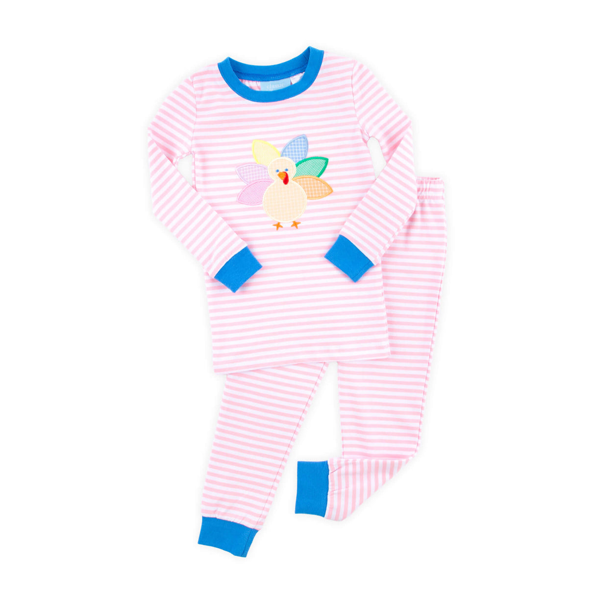 Colorful Turkey Light Pink Stripe Pajamas