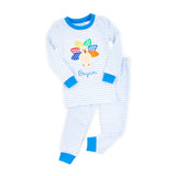 Colorful Turkey Light Blue Stripe Pajamas