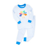Colorful Turkey Light Blue Stripe Pajamas
