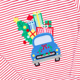 Christmas Truck Red Stripe Long Sleeve Shirt