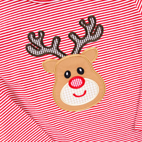 Reindeer Red Stripe Long Sleeve Shirt