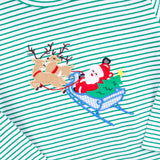 Santa's Reindeer Green Stripe Long Sleeve Shirt
