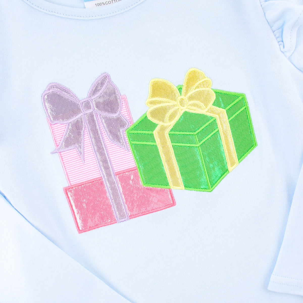 Christmas Presents Blue Long Sleeve Top