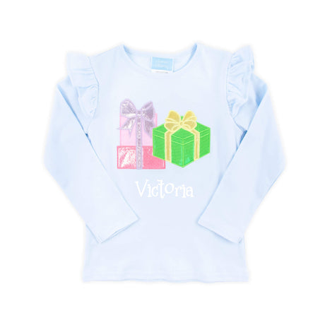 Christmas Presents Blue Long Sleeve Top