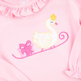 Christmas Swan Pink Long Sleeve Ruffle Top