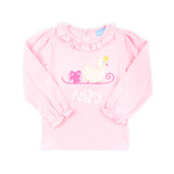 Christmas Swan Pink Long Sleeve Ruffle Top