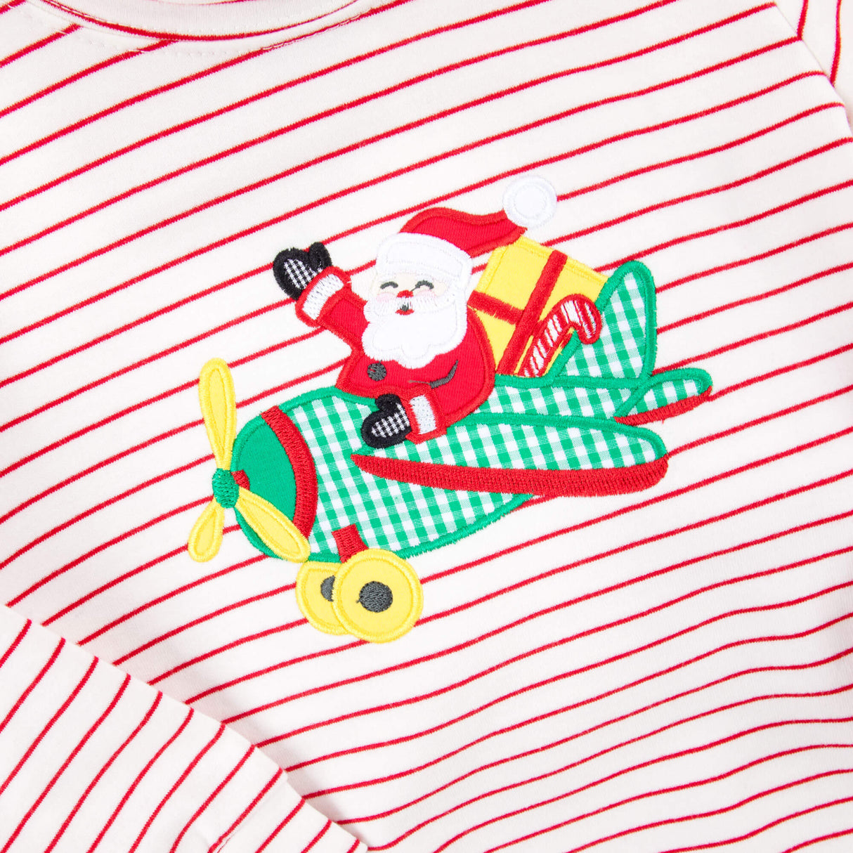 Santa's Airplane Red Stripe Jogger Set