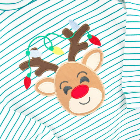 Reindeer Lights Green Stripe Jogger Set