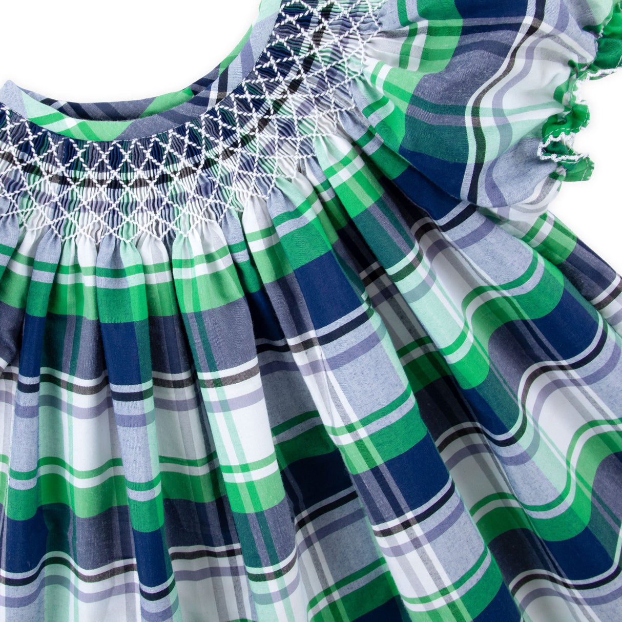 Evergreen Plaid Smocked Bishop Bloomer Set