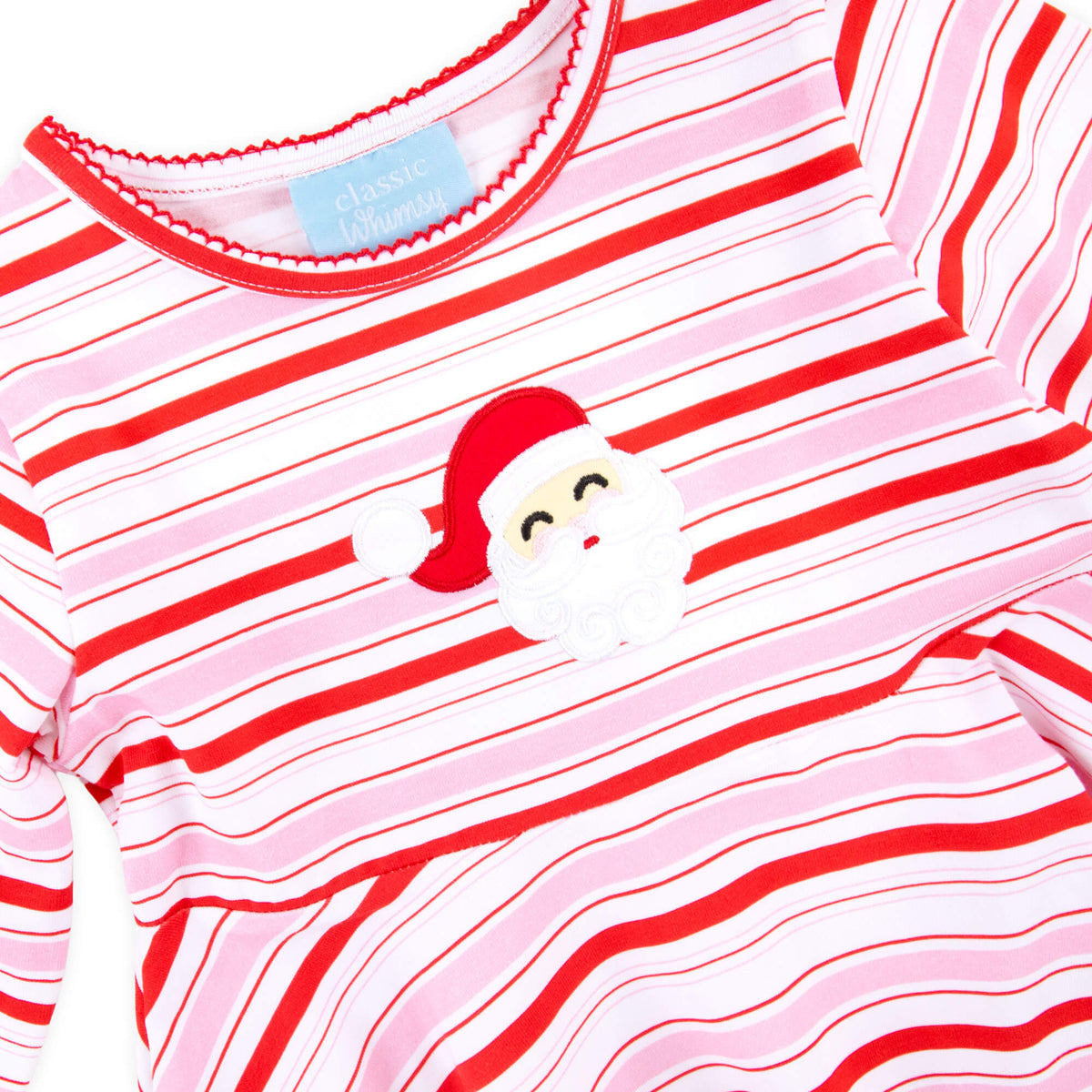 Happy Santa Red & Pink Stripe Sophia Dress