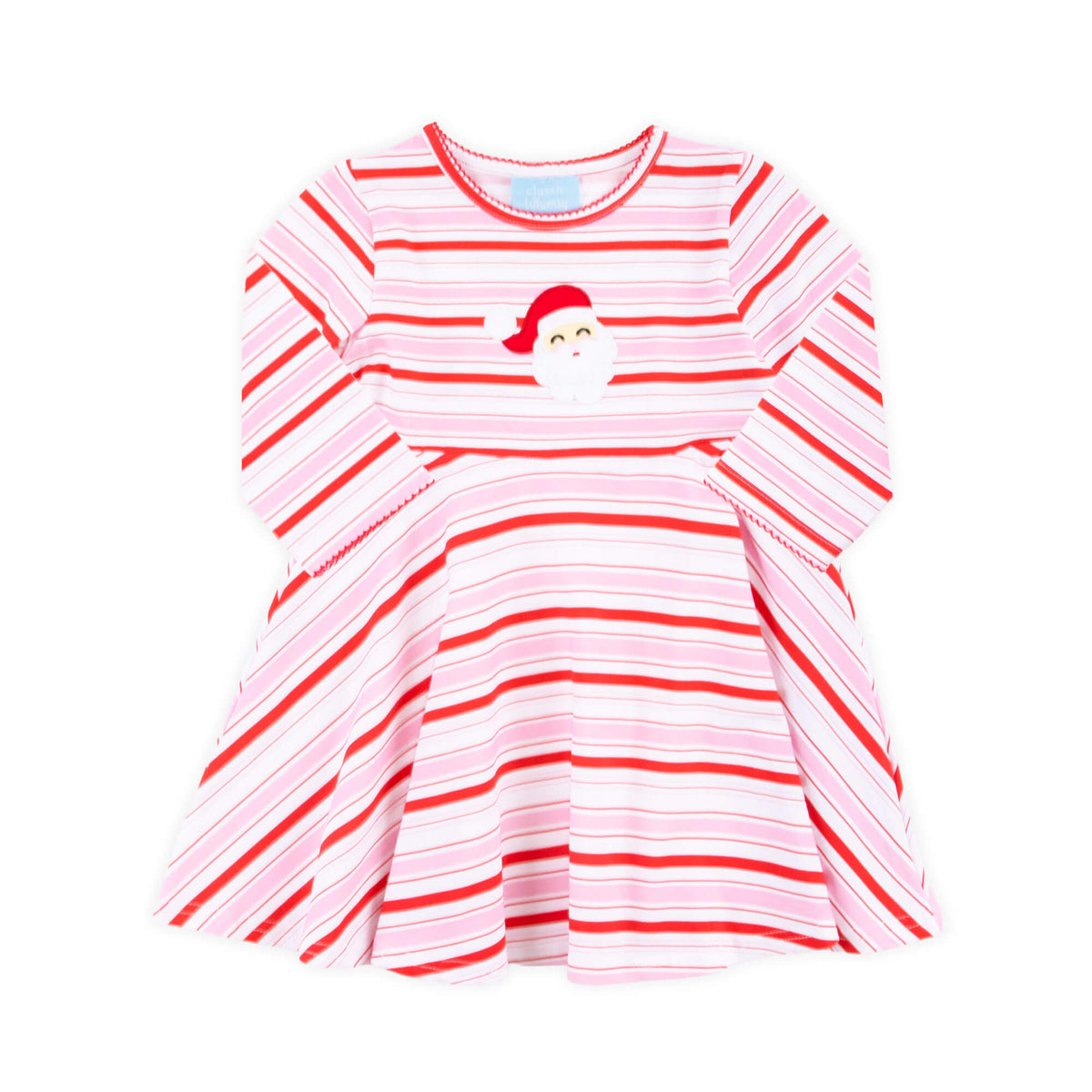 Happy Santa Red & Pink Stripe Sophia Dress