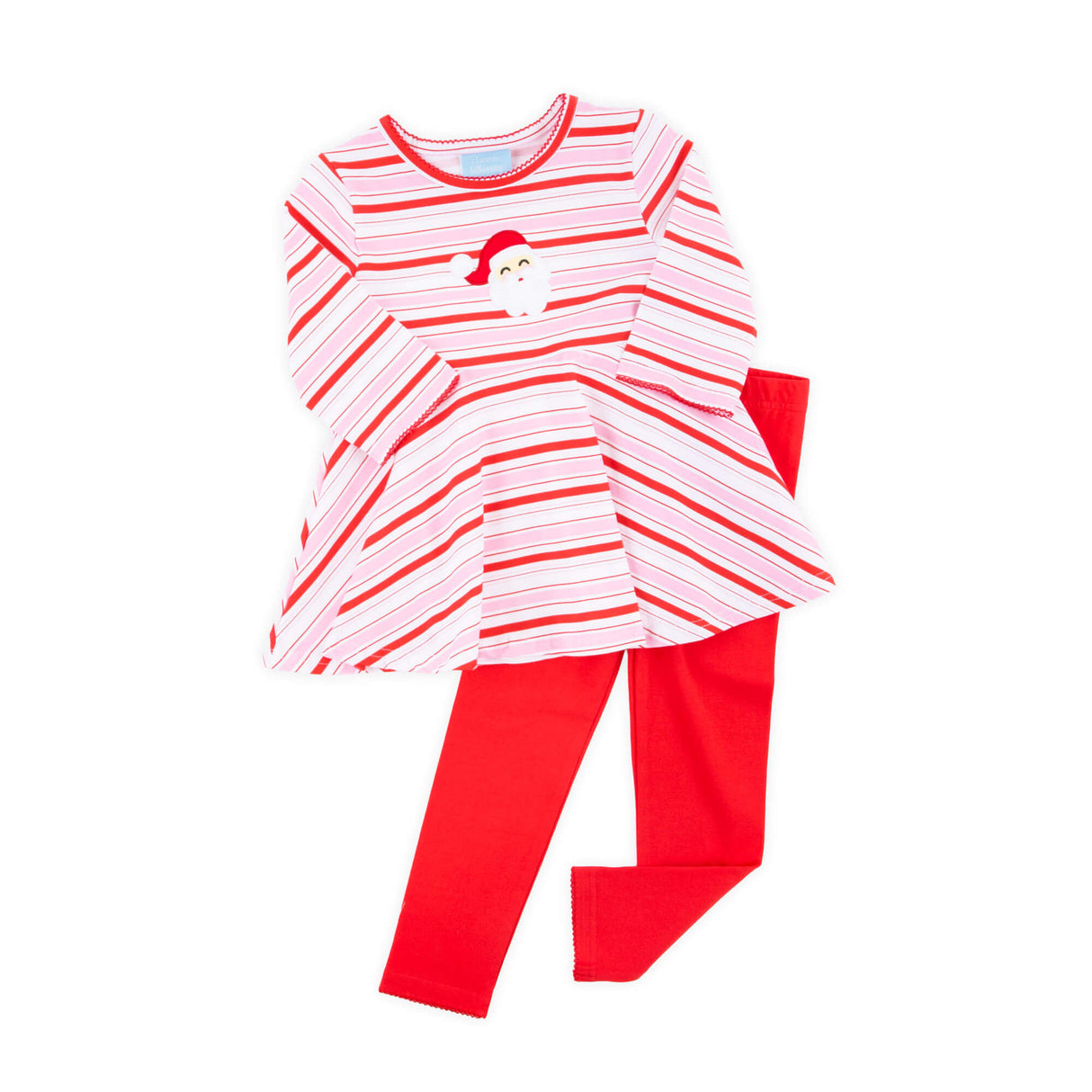 Happy Santa Red & Pink Stripe Sophia Legging Set