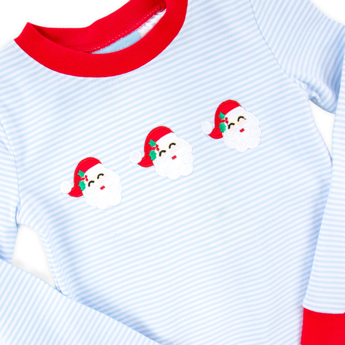 Happy Santa Trio Light Blue Stripe Pajamas