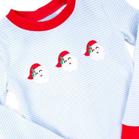 Happy Santa Trio Light Blue Stripe Pajamas