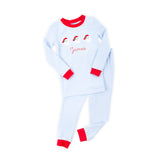 Happy Santa Trio Light Blue Stripe Pajamas