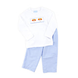 Gobblin' Along Smocked Blue Windowpane Pant Set