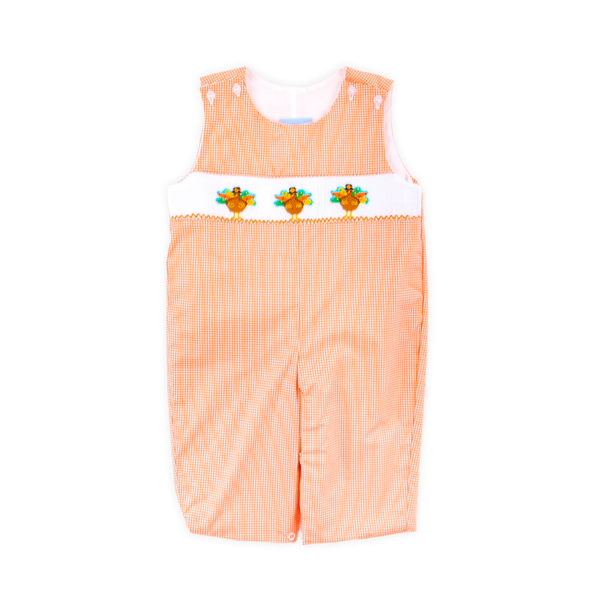 Gobble Up Smocked Orange Micro Gingham Longall