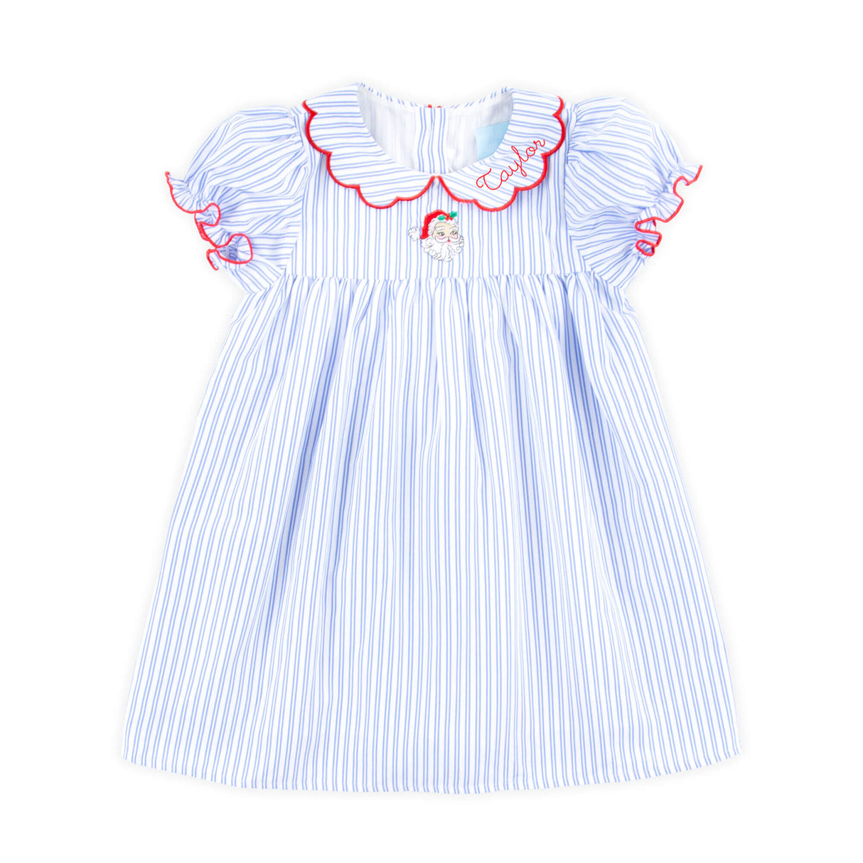 Happy Santa Blue Stripe Lola Dress