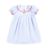 Happy Santa Blue Stripe Lola Dress