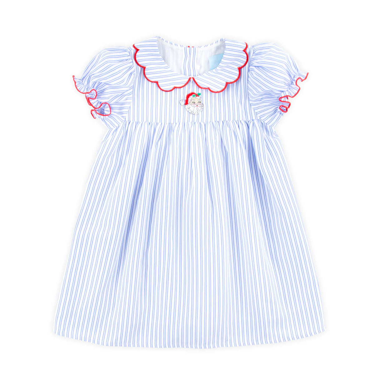 Happy Santa Blue Stripe Lola Dress