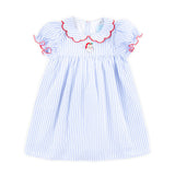 Happy Santa Blue Stripe Lola Dress