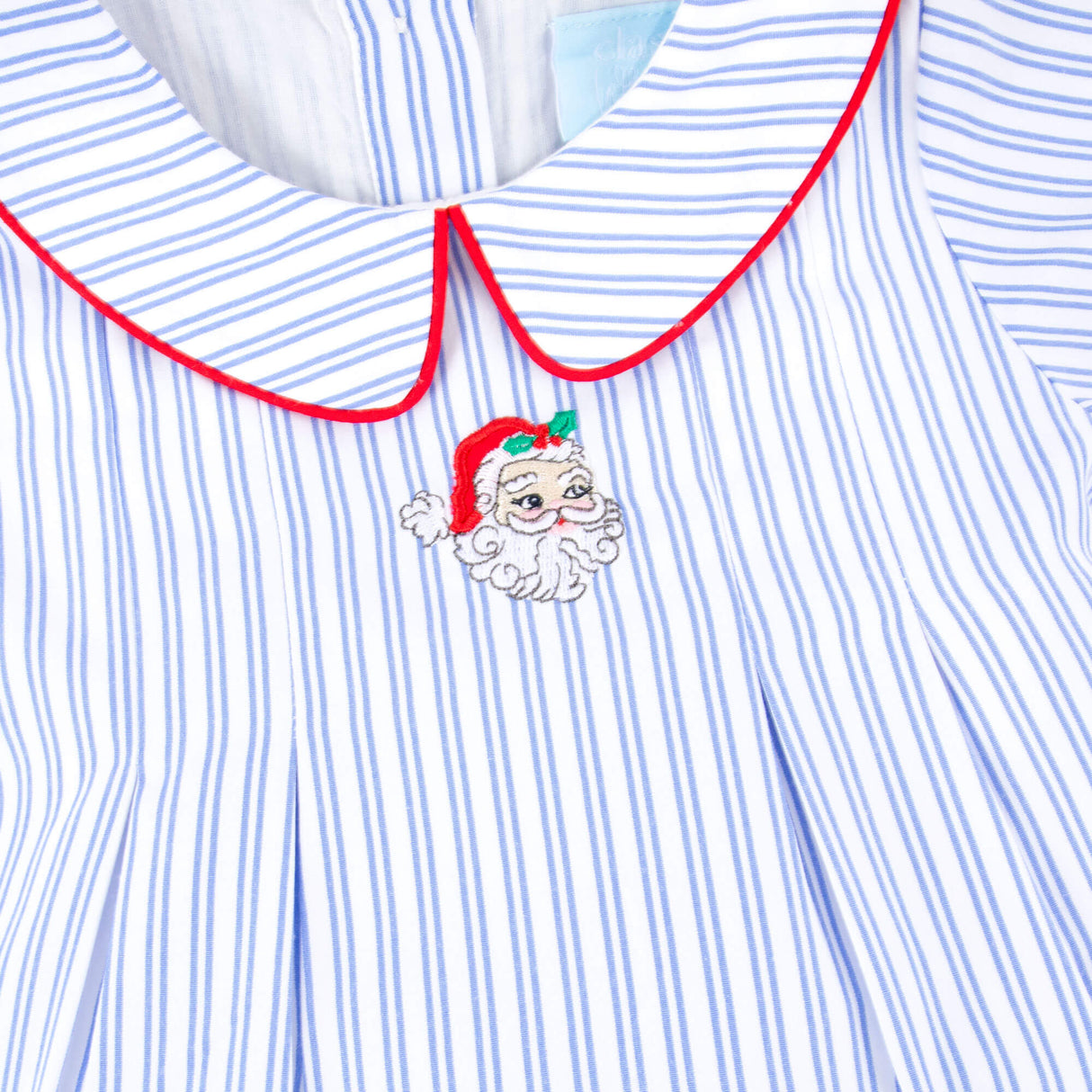 Happy Santa Blue Stripe Collared Bubble