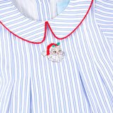 Happy Santa Blue Stripe Collared Bubble