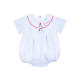 Happy Santa Blue Stripe Collared Bubble