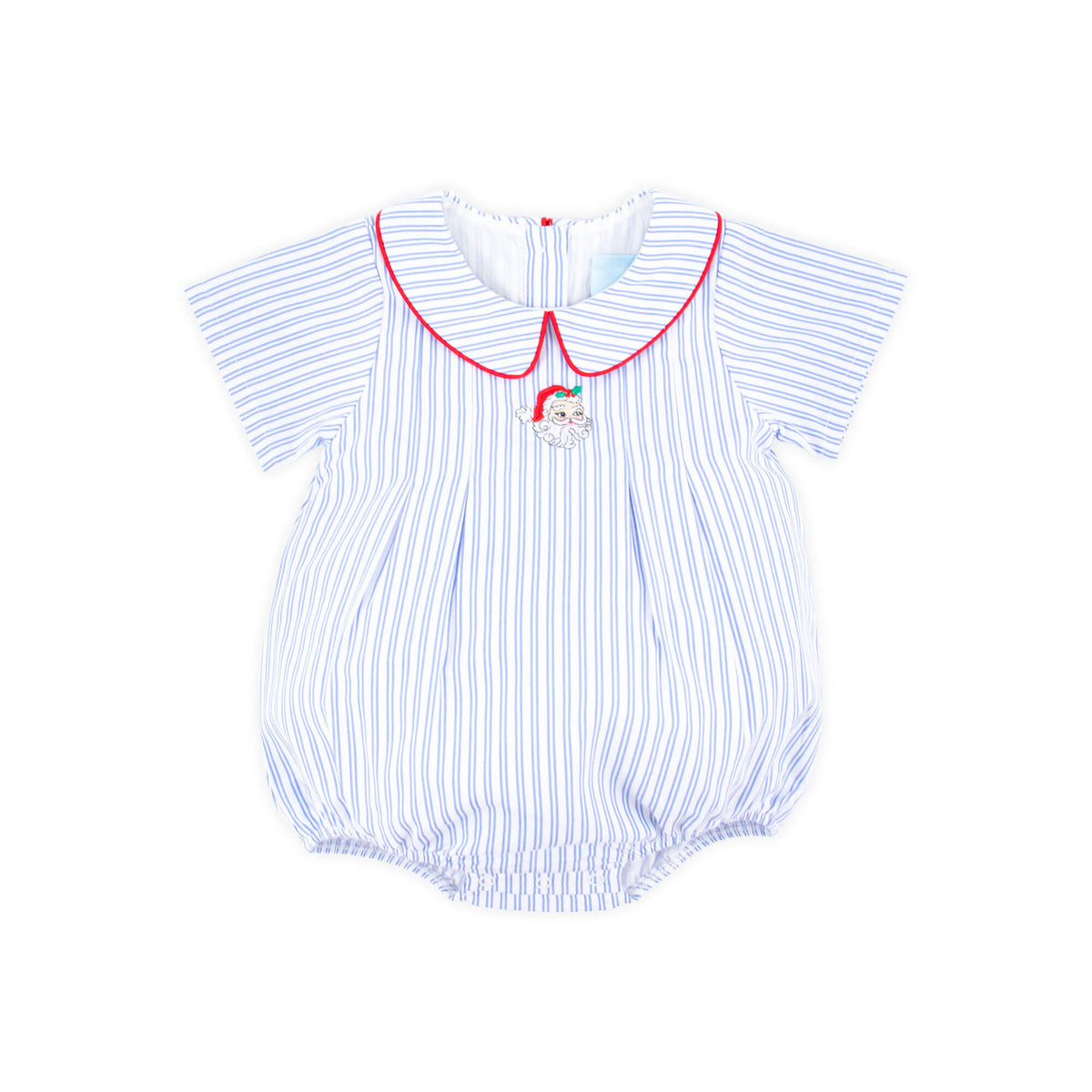 Happy Santa Blue Stripe Collared Bubble