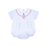 Happy Santa Blue Stripe Collared Bubble