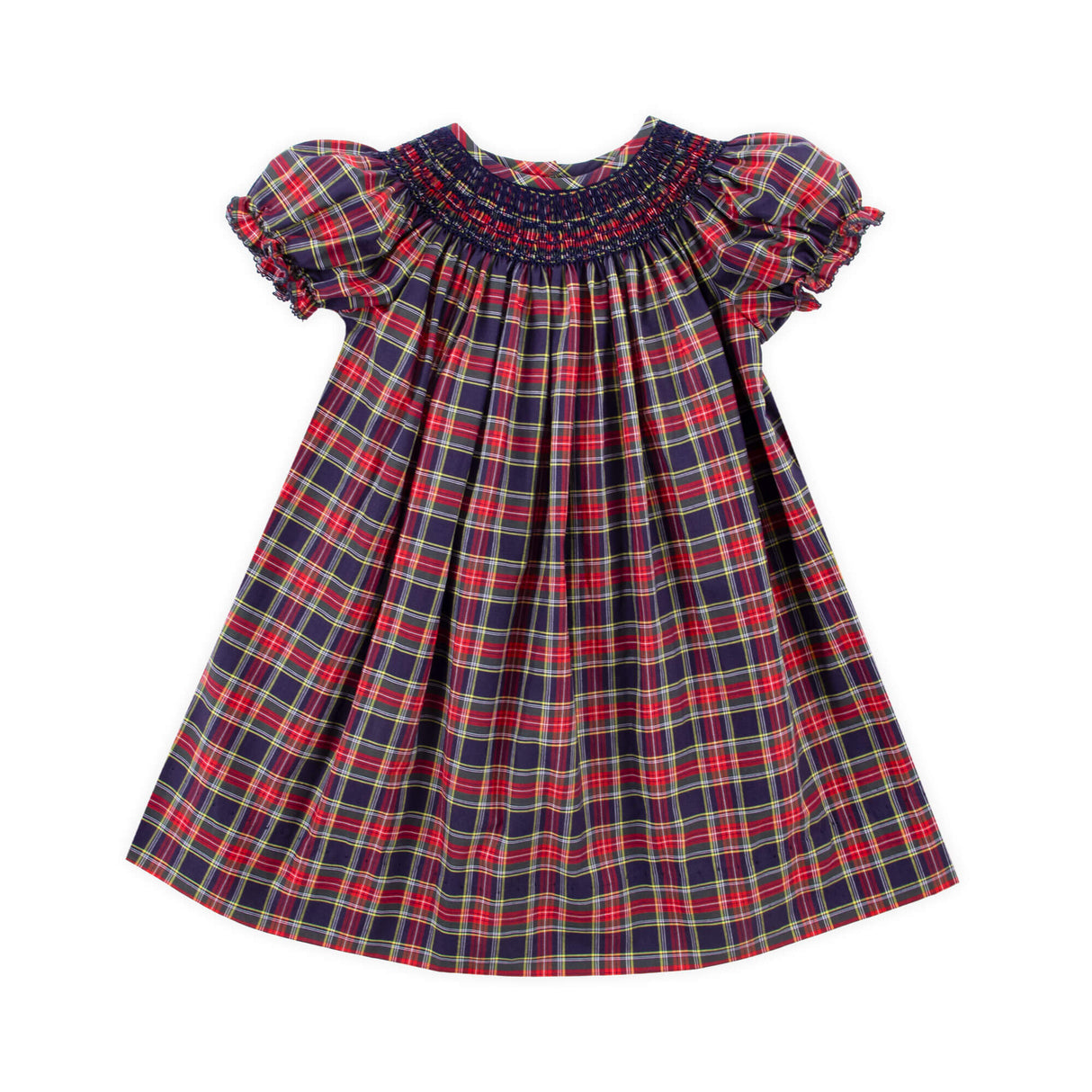 St. Louis Plaid Red Plaid Smocked Bishop Dress