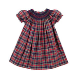 St. Louis Plaid Red Plaid Smocked Bishop Dress