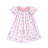 Santa's Present Pink Plaid Smocked Bishop Dress