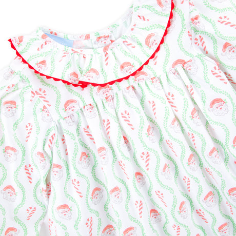 Candy Cane Ruffle Collared Dress