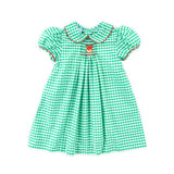 Reindeer Green Gingham Single Smocked Dress